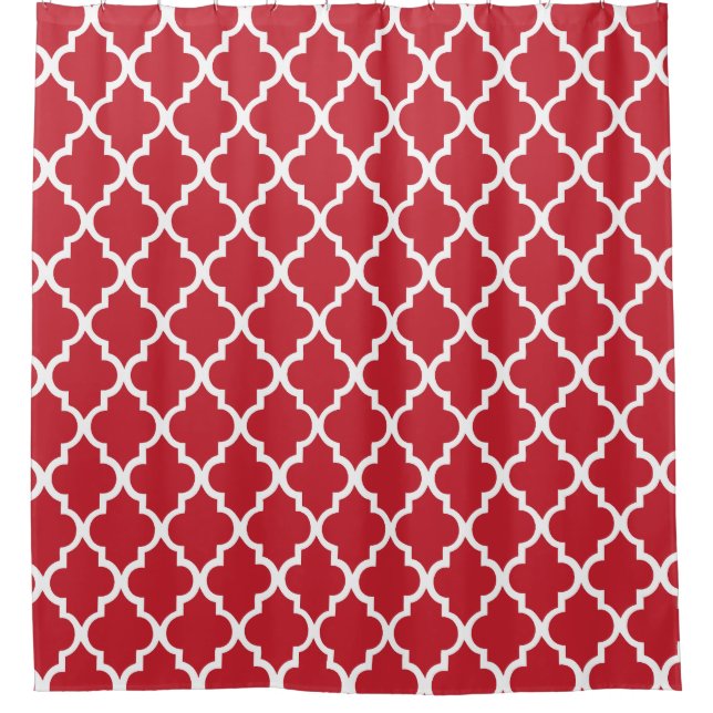 Stylish Red Quatrefoil Pattern Shower Curtain (Front)