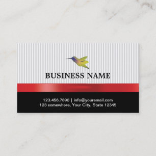 Stylish Red Ribbon Hummingbird Business Card
