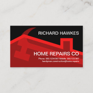 Stylish Red Rooftop Hammer Handyman Business Card