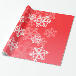 Stylish Red Snowflakes Modern Christmas pattern Wrapping Paper