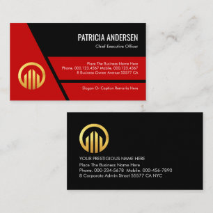 Stylish Red Trapezium Layers Business Owner Business Card