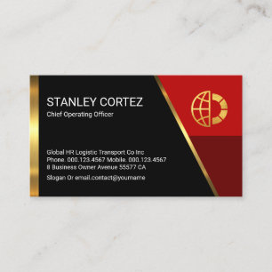 Stylish Red Trapezium Layers Business Owner Card