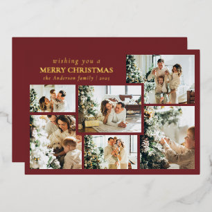 Stylish Red Typography Photo Collage Christmas