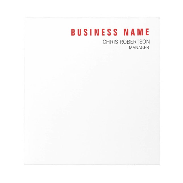 Stylish Red White Modern Minimalist Unique Notepad (Front)
