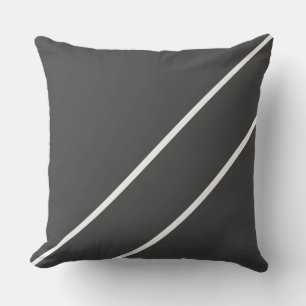 Stylish Refined Dark Grey White Diagonal Stripes Cushion