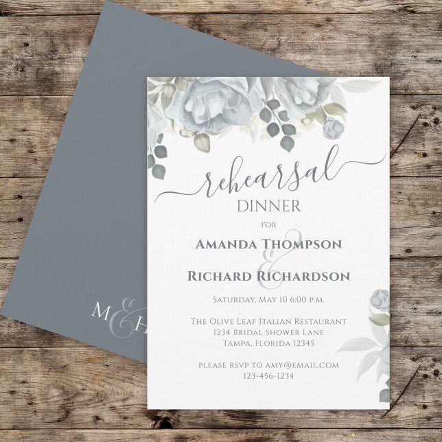 Stylish Rehearsal Dinner Floral Calligraphy Script Invitation (Creator Uploaded)