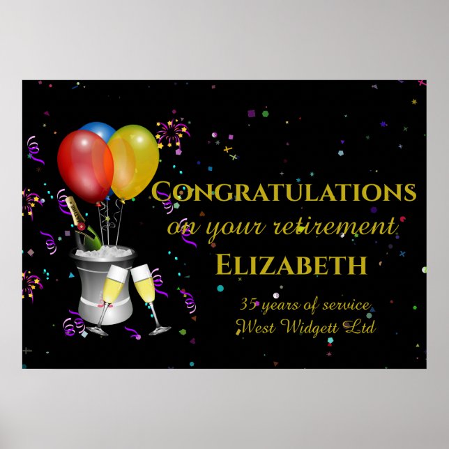Stylish Retirement Celebrations Party sign (Front)