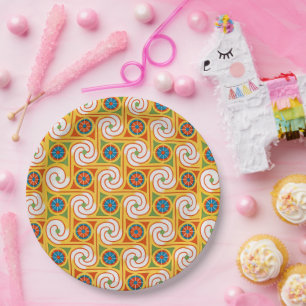 Stylish Retro 1970s Wallpaper Party Tableware Paper Plate