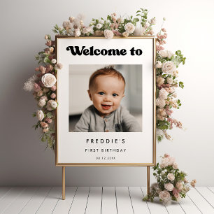 Stylish retro Birthday welcome photo sign