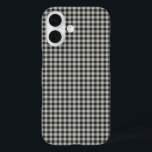 Stylish Retro Black and Grey Gingham Plaid Pattern iPhone 16 Case<br><div class="desc">Stylish Retro Black and Grey Gingham Plaid Pattern Phone Case</div>