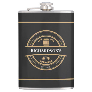 Stylish Retro Black Gold Vinyl Wrapped Flask