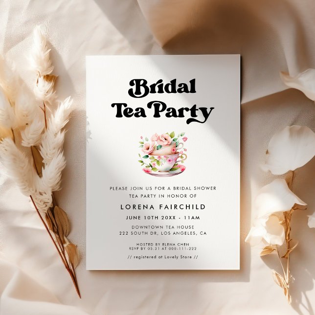 Stylish retro black & white black Bridal Tea Invitation (Creator Uploaded)