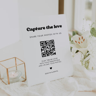 Stylish retro black & white Capture the love Pedestal Sign