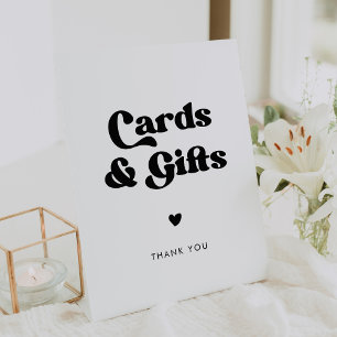 Stylish retro black & white Cards & Gifts wedding Pedestal Sign