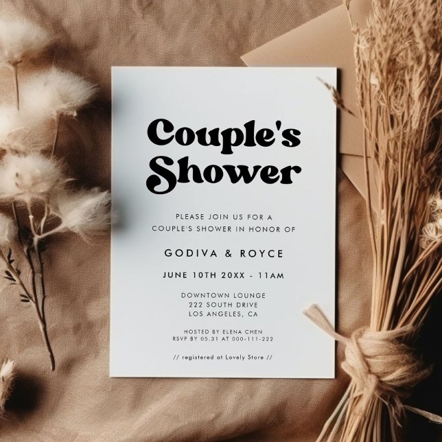Stylish retro black & white Couple's Shower Invitation (Creator Uploaded)