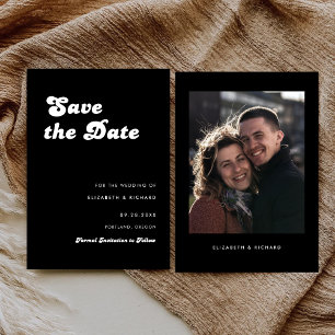 Stylish Retro Black & White Photo Wedding Save The Date