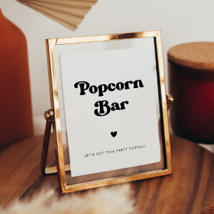 Stylish retro black & white Popcorn bar sign