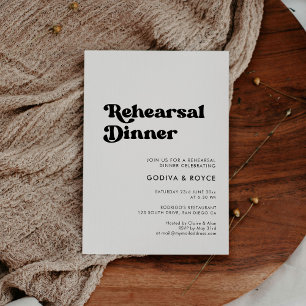 Stylish retro black & white Rehearsal dinner Invitation