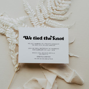 Stylish retro black & white We tied the knot card