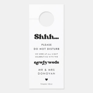 Stylish retro black & white wedding Do not disturb Door Hanger