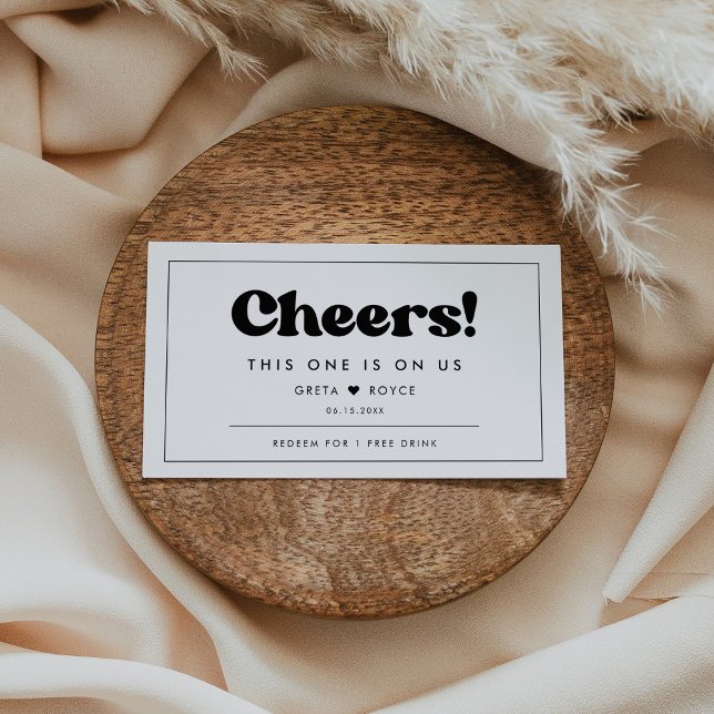 Stylish retro black & white wedding drink ticket (Creator Uploaded)