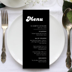Stylish Retro Black & White Wedding Menu
