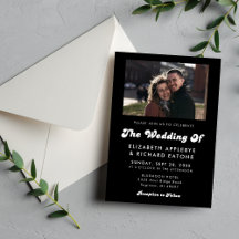 Stylish Retro Black & White Wedding Photo