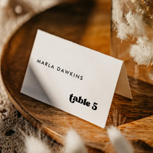 Stylish retro black & white wedding place card