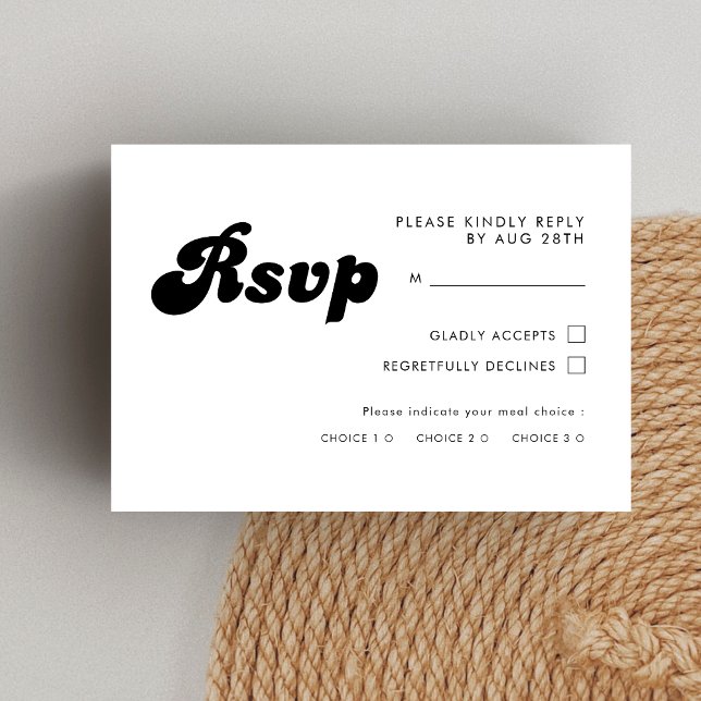 Stylish Retro Black & White Wedding RSVP Card (Creator Uploaded)