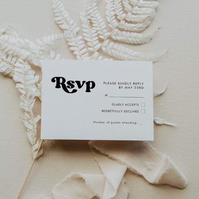 Stylish retro black & white wedding RSVP card (Creator Uploaded)