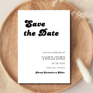 Stylish Retro Black & White Wedding Save The Date