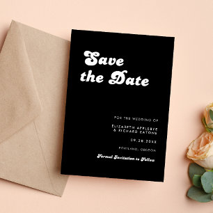 Stylish Retro Black & White Wedding Save The Date