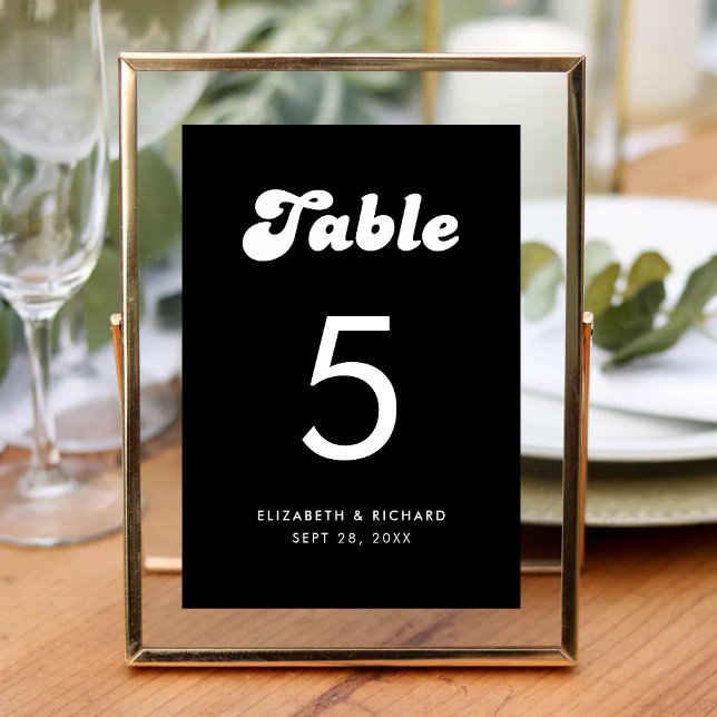 Stylish Retro Black & White Wedding Table Number (Stylish retro black and white table number adds charm while helping guests find seats easily)