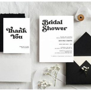 Stylish retro black & white wedding  thank you card