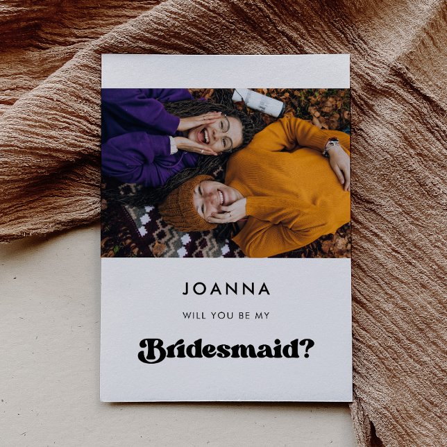 Stylish retro Bridesmaid proposal card (Creator Uploaded)