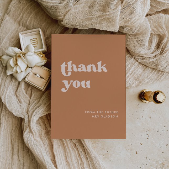 Stylish retro Brown Bridal Shower Thank you card (Creator Uploaded)