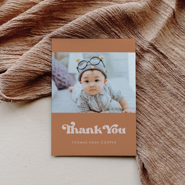 Stylish retro Brown sugar Baby shower Thank You Card (Creator Uploaded)