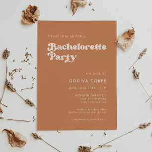 Stylish retro brown sugar Bachelorette Party Invitation