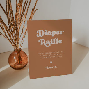 Stylish retro Brown sugar Diaper Raffle Pedestal Sign
