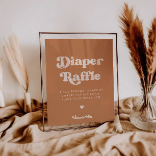 Stylish retro Brown sugar Diaper Raffle sign