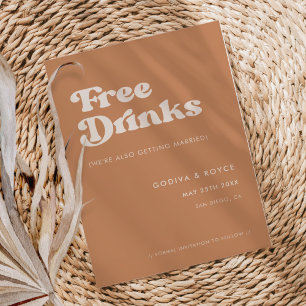 Stylish retro Brown sugar Free drinks Save The Date