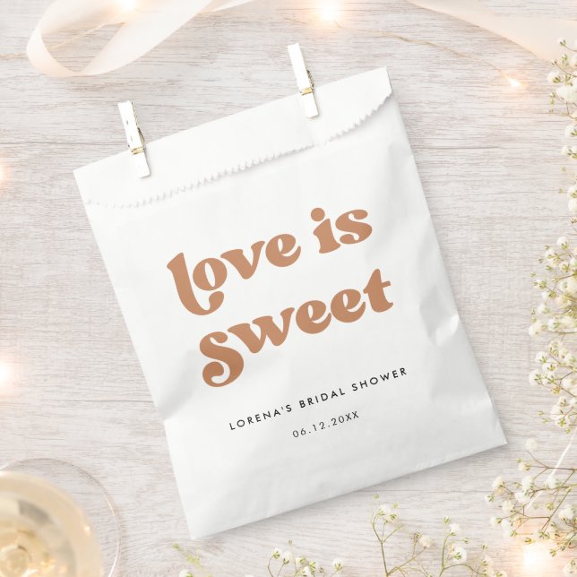 Stylish retro Brown sugar Love is sweet Favour Bags (Clipped)
