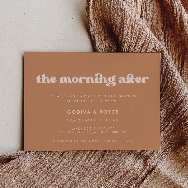 Stylish retro Brown sugar Wedding Brunch Invitation (Creator Uploaded)