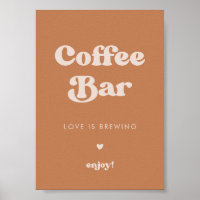 Stylish retro Brown sugar Wedding Coffee Bar sign