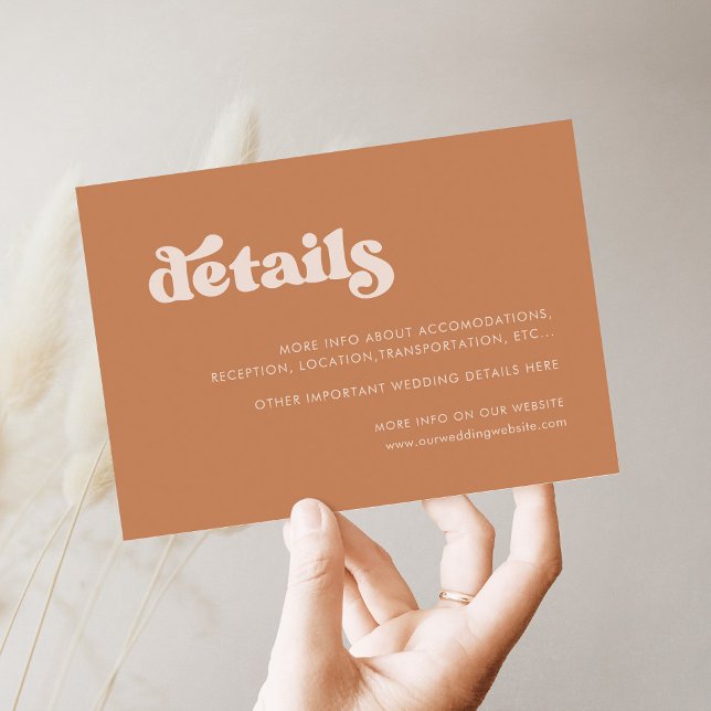Stylish retro brown sugar wedding details card (Creator Uploaded)