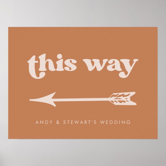 Stylish retro Brown sugar Wedding Direction Poster (Front)