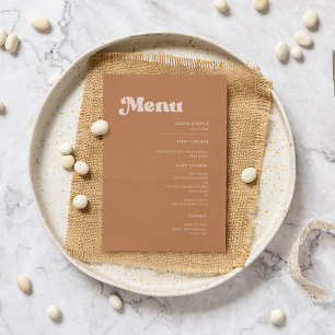 Stylish retro brown sugar wedding menu
