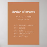 Stylish retro Brown sugar Wedding Order of events