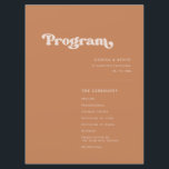 Stylish retro brown sugar wedding programme<br><div class="desc">A retro chic theme: adopt this slightly vintage and stylish typographic design for your wedding stationery,  with a burnt orange,  terracotta,  brown sugar & peach pink colour theme. Fully customisable text,  colours and backgrounds.</div>