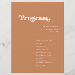 Stylish retro brown sugar wedding programme